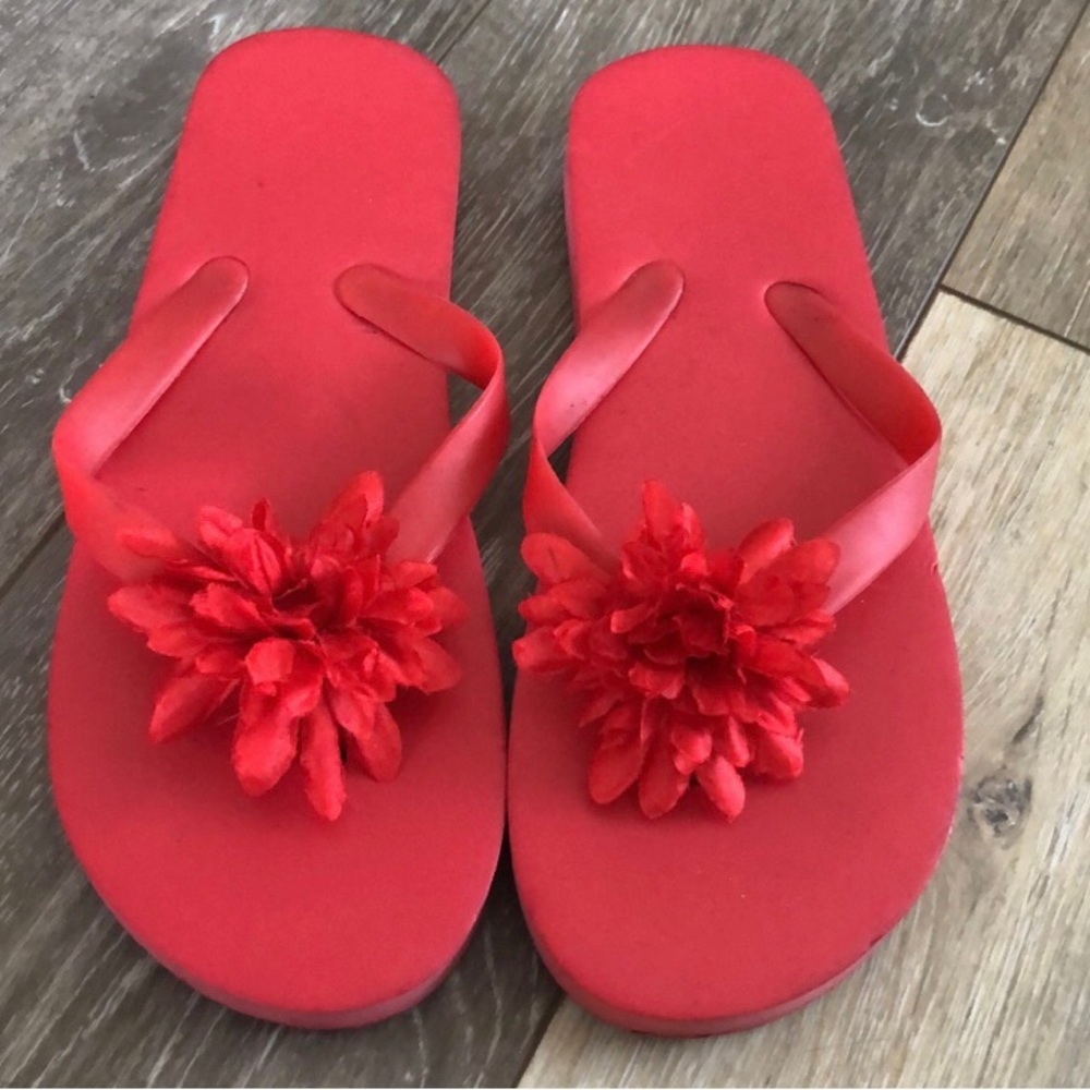 Red Flower Flip Flops size 7